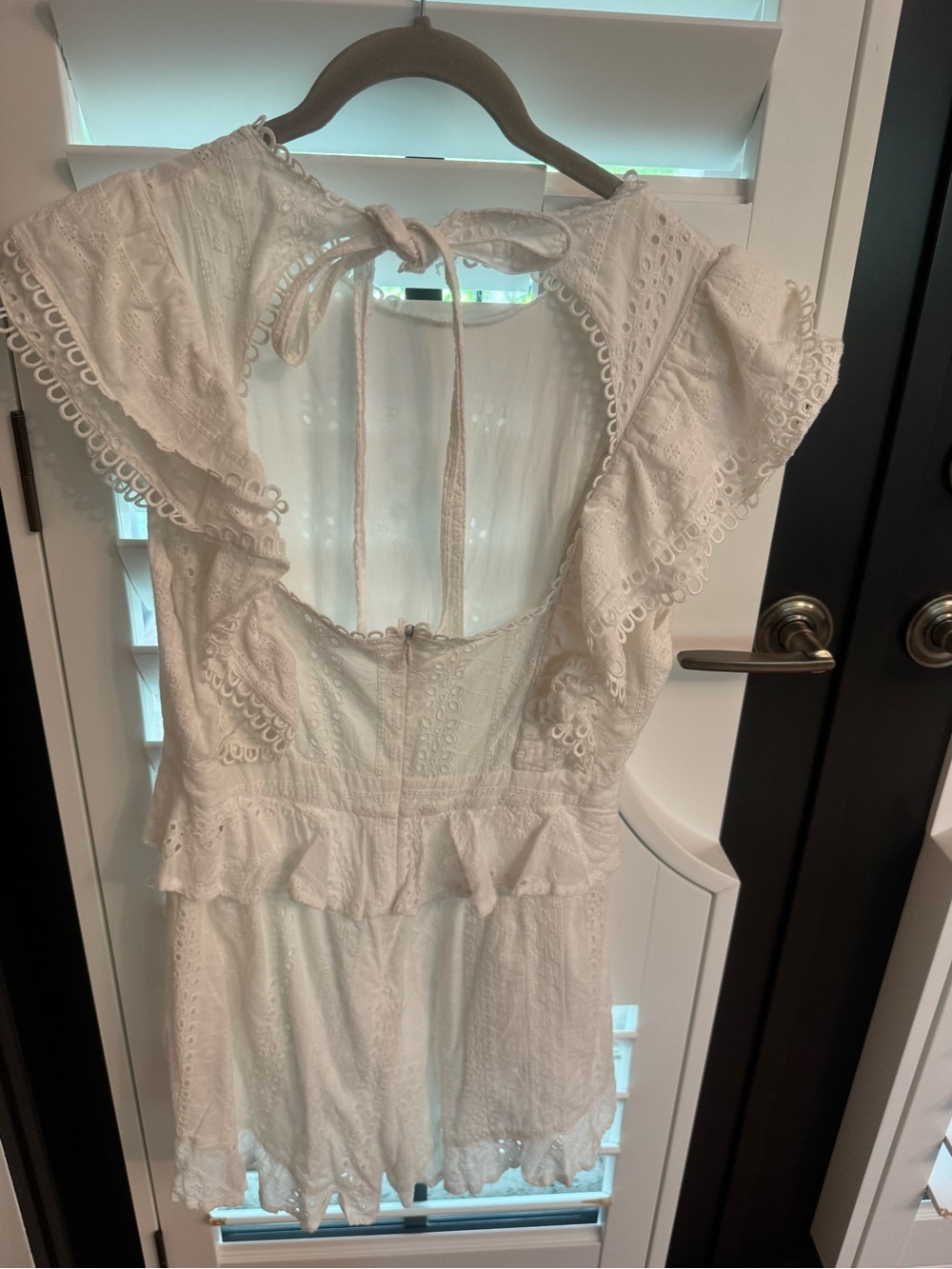 White Eyelet Ruffle romper - Picture 2 of 5